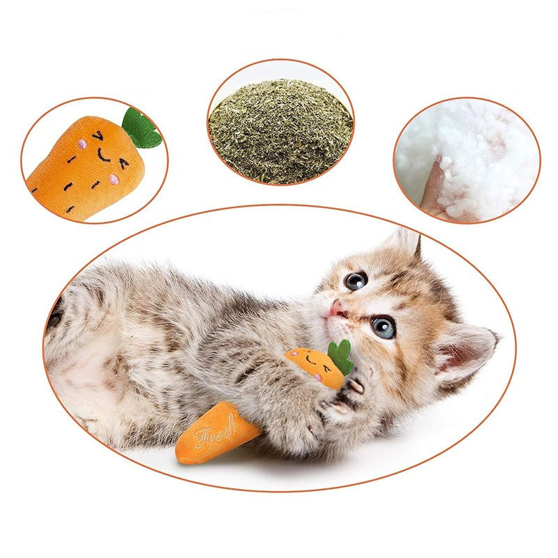 Veggie Catnip Crunchies (5-Pack) | Cute Plush Cat Toys with Catnip | FurSprout